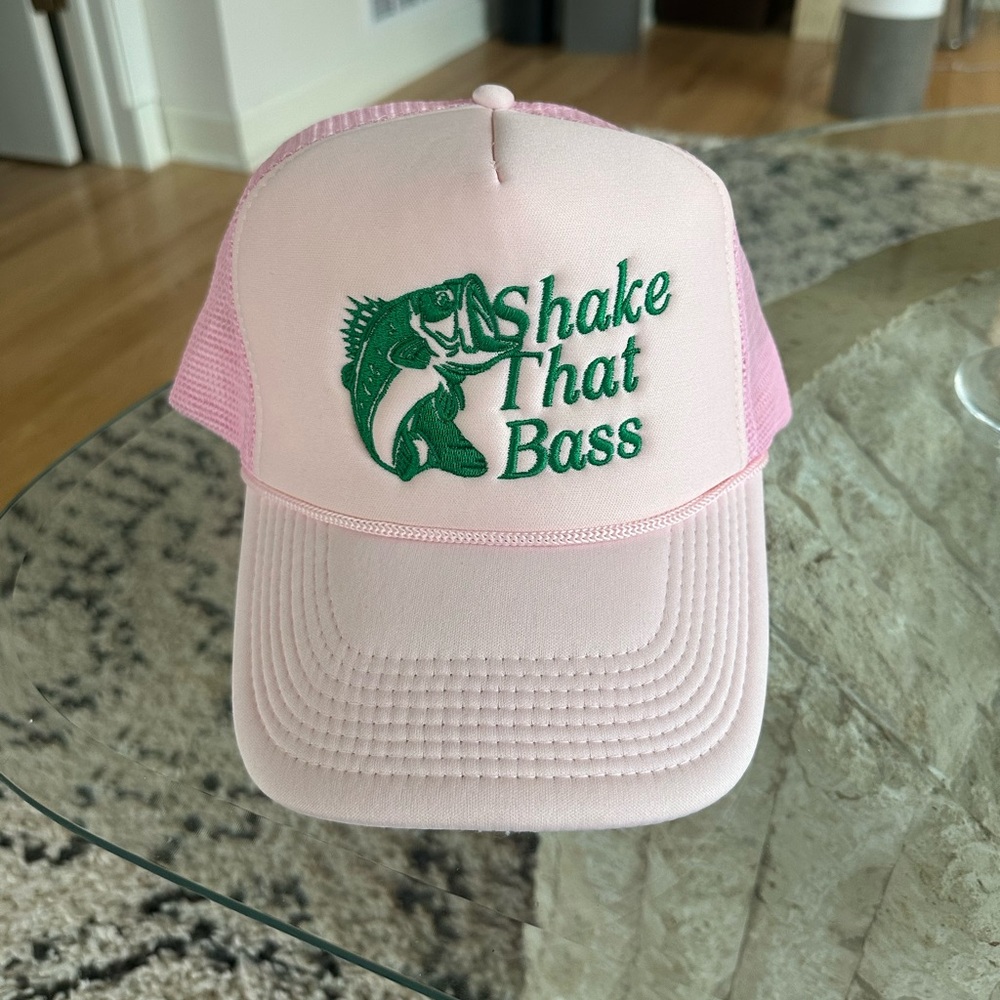 Pink “shake that bass” trucker hat